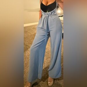 Stylish Blue High-Waisted Pants